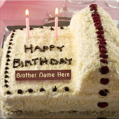 Write Brother Name On White Chocolate Birthday Cake Picture