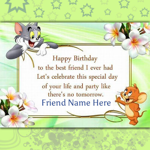Tom And Jerry Birthday Wishes Card For Your Friend With Name
