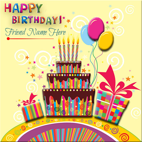 Generate Happy Birthday Card With Gifts And Cake For Friend